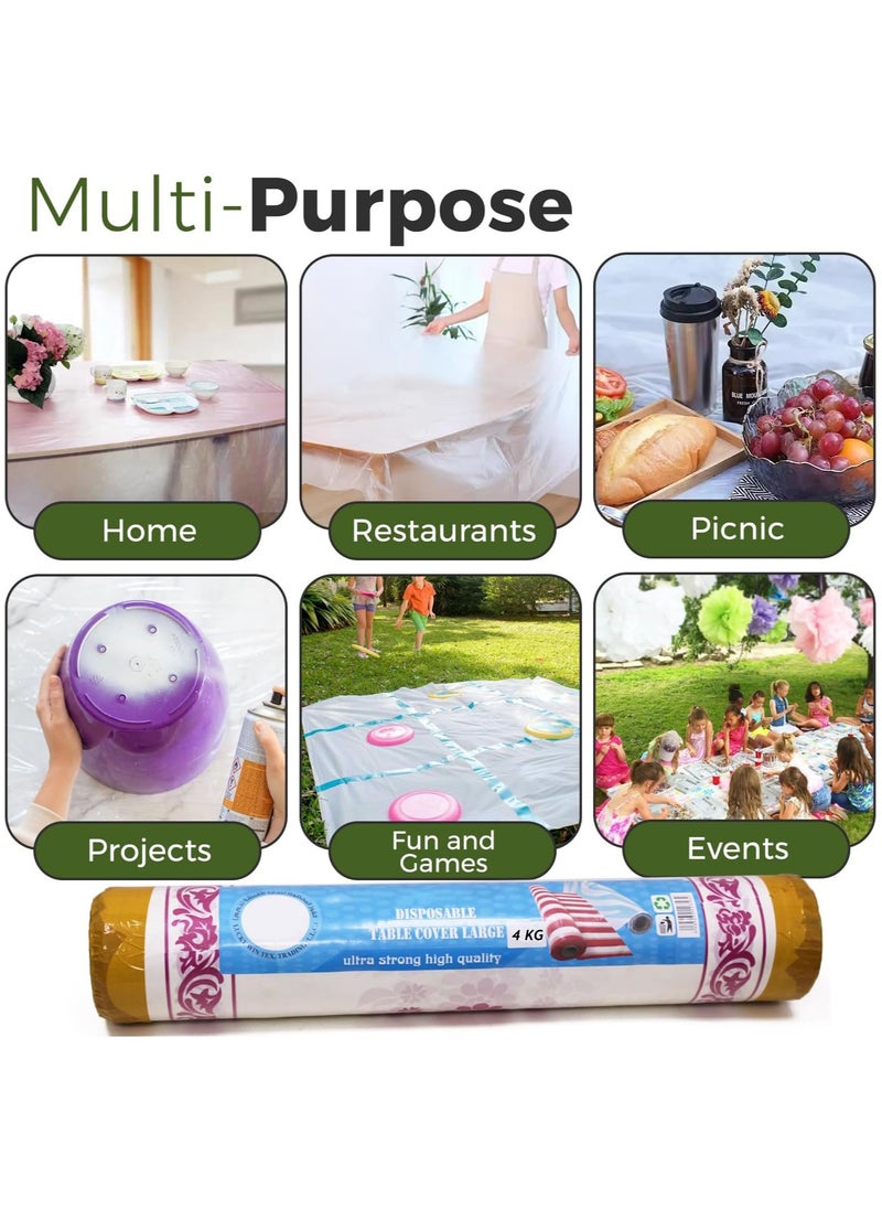 Home Smart Home Smart Disposable Plastic Table Cover with Ultra Strong Sufra Roll for Party Hotel and Out Door Activity (4 Kg)  - Image 3