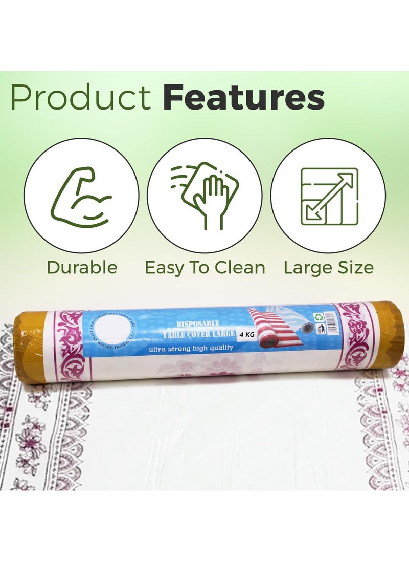 Home Smart Home Smart Disposable Plastic Table Cover with Ultra Strong Sufra Roll for Party Hotel and Out Door Activity (4 Kg)  - Image 2