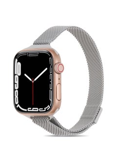 Replacement Strap Milanese Small Waist Watch Band For Apple Watch Ultra 49mm&Watch Ultra 2 49mm / Series 9&8&7 45mm / SE 3&SE 2&6&SE&5&4 44mm / 3&2&1 42mm Cold Grey