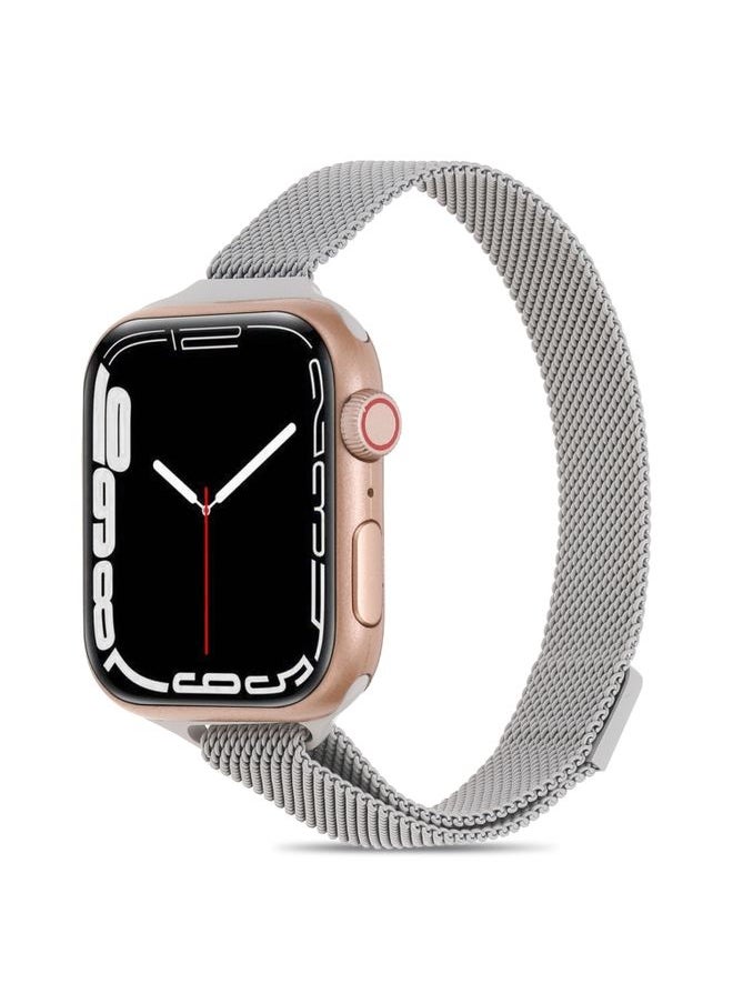 Generic - Replacement Strap Milanese Small Waist Watch Band For Apple Watch Ultra 49mm&Watch Ultra 2 49mm / Series 9&8&7 45mm / SE 3&SE 2&6&SE&5&4 44mm / 3&2&1 42mm Cold Grey - Image 1