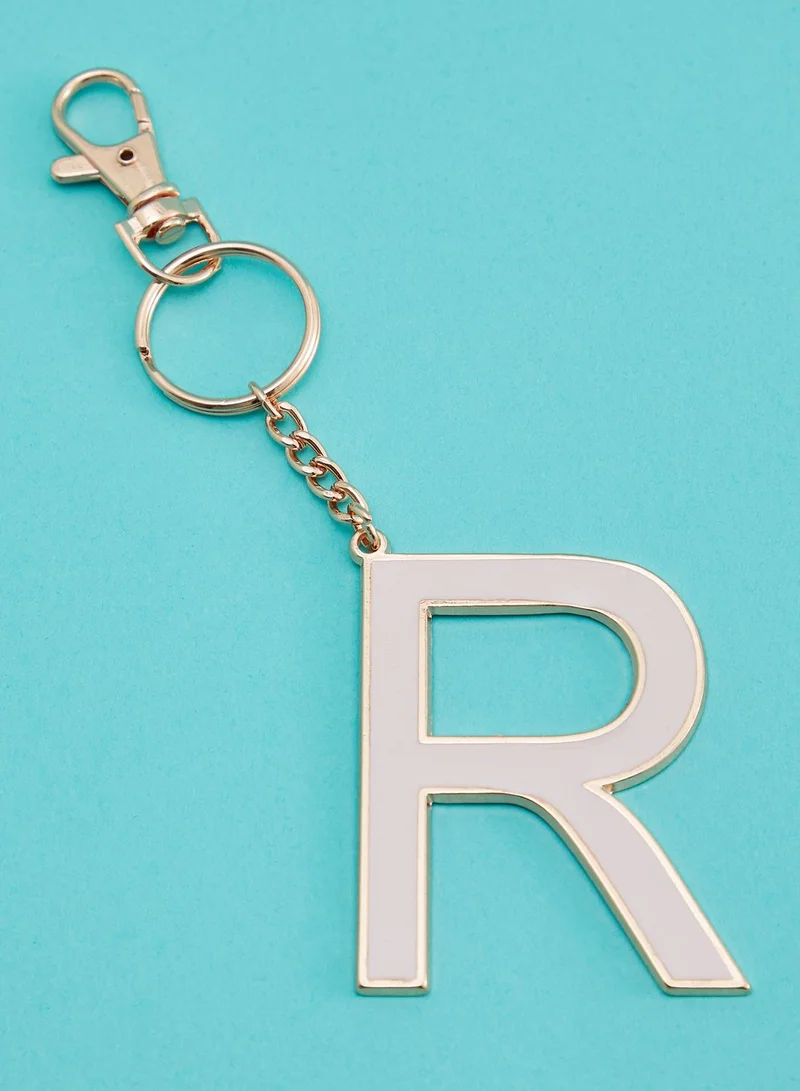Pink Cactus Initial R Keyring