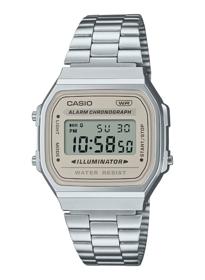 CASIO ساعة يد للرجال والنساء من مجموعة الفينتاج برباط من الفولاذ المقاوم للصدأ فضي A168WA-8AY