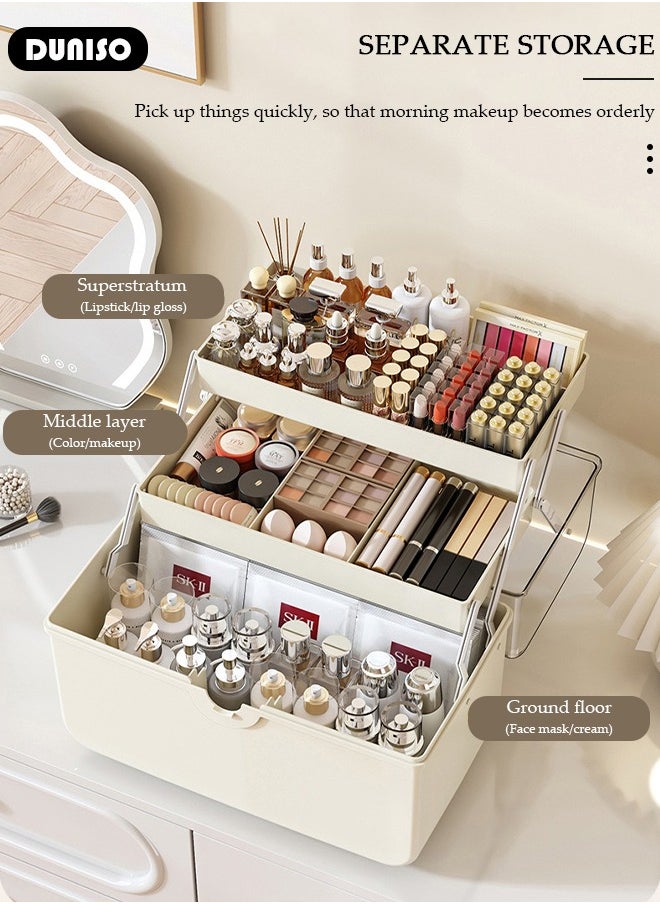 3-Layer Makeup Organizer, Large Capacity Cosmetic Storage Box with Transparent Visual Cover, Portable Handled Case,First Aids Case Medicine Box with Handle Trays, Clear Lockable Container for Sewing Makeup Nail Hair Accessories, Home School Office - pzsku/ZDCCCC71DD76A31592DB0Z/45/_/1732503639/a4dba516-d523-41f9-bcf1-94f2c24958b0