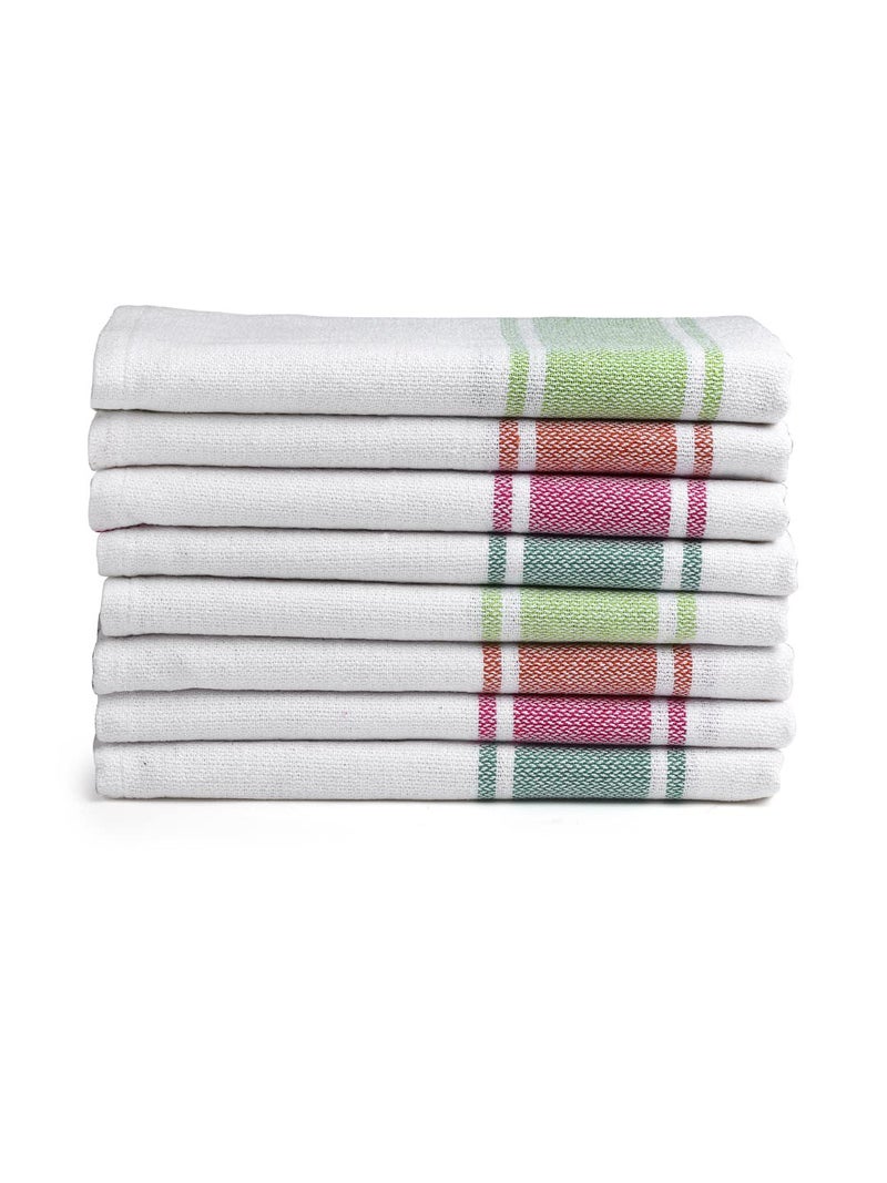 Arrabi Multi Stripes Handwoven Cotton Hand Towel (Set of 8) | ARHT-1014-15-16-17-x8 - Image 3