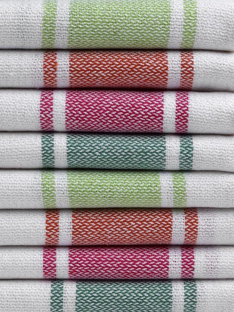 Arrabi Multi Stripes Handwoven Cotton Hand Towel (Set of 8) | ARHT-1014-15-16-17-x8 - Image 2