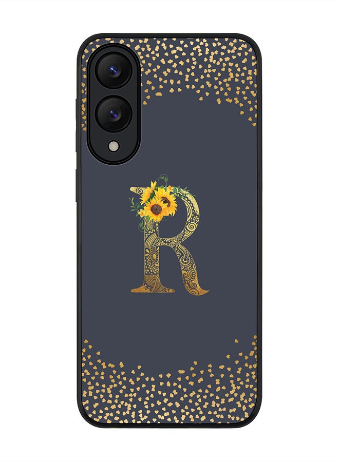 Stylizedd For Samsung Galaxy S25 Edge Case,Slim fit Camera Protection, Shockproof Thin Phone cover  - Custom Floral Monogram - R  (Grey )