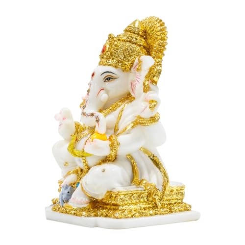 Avighna Ganesh Idol for Home Ganesh Chaturthi Ganpati Murti Ganesha Idol with Golden Accents for Home Decor, Office Desk, Door Entrance, Home Puja, Living Room, House Warming Gift, Big Size - Image 3