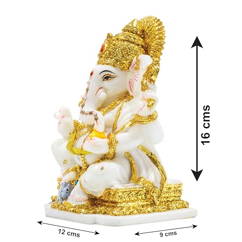 Avighna Ganesh Idol for Home Ganesh Chaturthi Ganpati Murti Ganesha Idol with Golden Accents for Home Decor, Office Desk, Door Entrance, Home Puja, Living Room, House Warming Gift, Big Size - Image 5