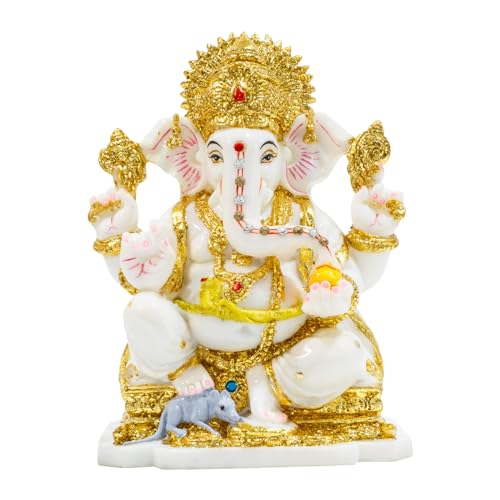 Avighna Ganesh Idol for Home Ganesh Chaturthi Ganpati Murti Ganesha Idol with Golden Accents for Home Decor, Office Desk, Door Entrance, Home Puja, Living Room, House Warming Gift, Big Size - Image 1