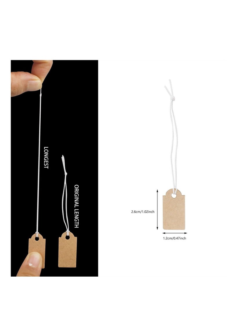 Captaintech 200 Pcs Mini Kraft Price Tags, Small Tags with Elastic String, Costume Jewelry Tag Labels, Gift (Brown, 1.02 x 0.47 inches) - Image 3
