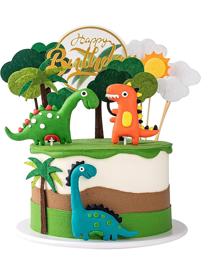 S-TOP 12 Pcs Dinosaur Cake Decoration Toppers - Forest Series Cute Dinosaur Set for Baby Shower, Birthday and Theme Party - Image 1