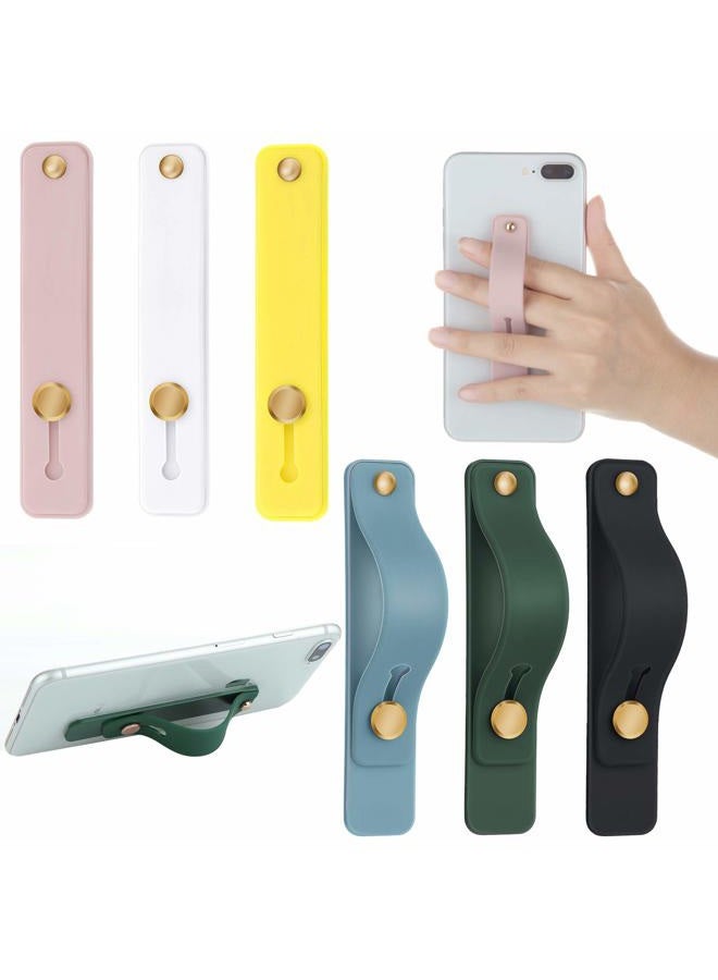 Weewooday 6 Pieces Phone Grip Holder Cell Phone Grip Strap Telescopic Finger Strap Stand Universal Finger Kickstand for Most Smartphones(Chic Colors) - Image 1