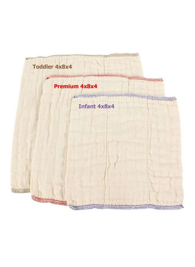 OsoCozy - OsoCozy Better Fit Unbleached Prefold Cloth Diapers -100% Cotton, Gauze Weave, Sized for Tri Folding - Size 1 - (Infant 4x8x4 Fits 6-16 lb.) - 1 Dozen - Image 1