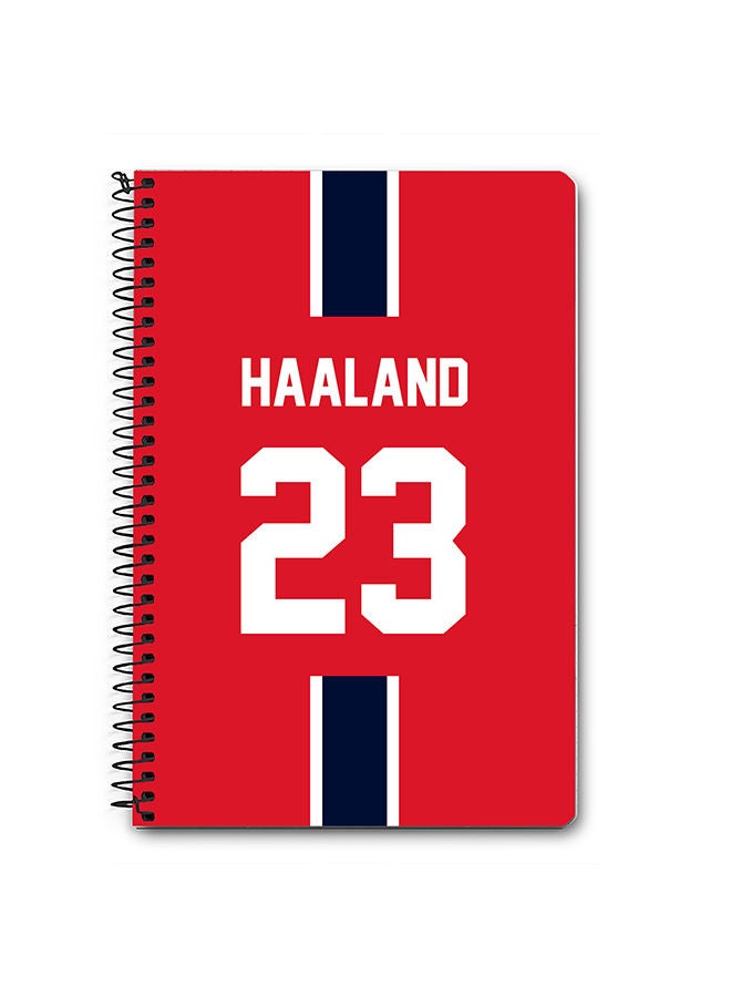 Stylizedd Designer A5 Spiral Notebook Memo Notepad Journal - Football Team - Norway Player Name - Haaland - Image 1
