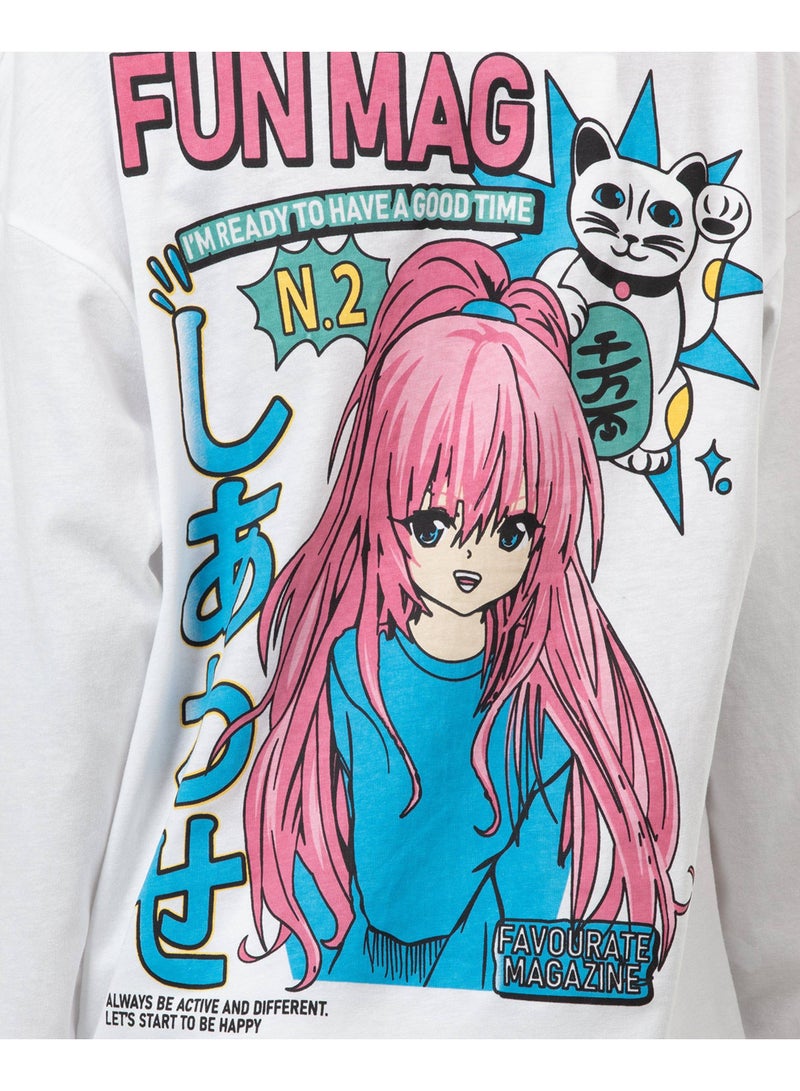 فاين لوك طقم تي شيرت وجزء سفلي بأكمام طويلة للفتيات من Anime Fun Mag - Image 3