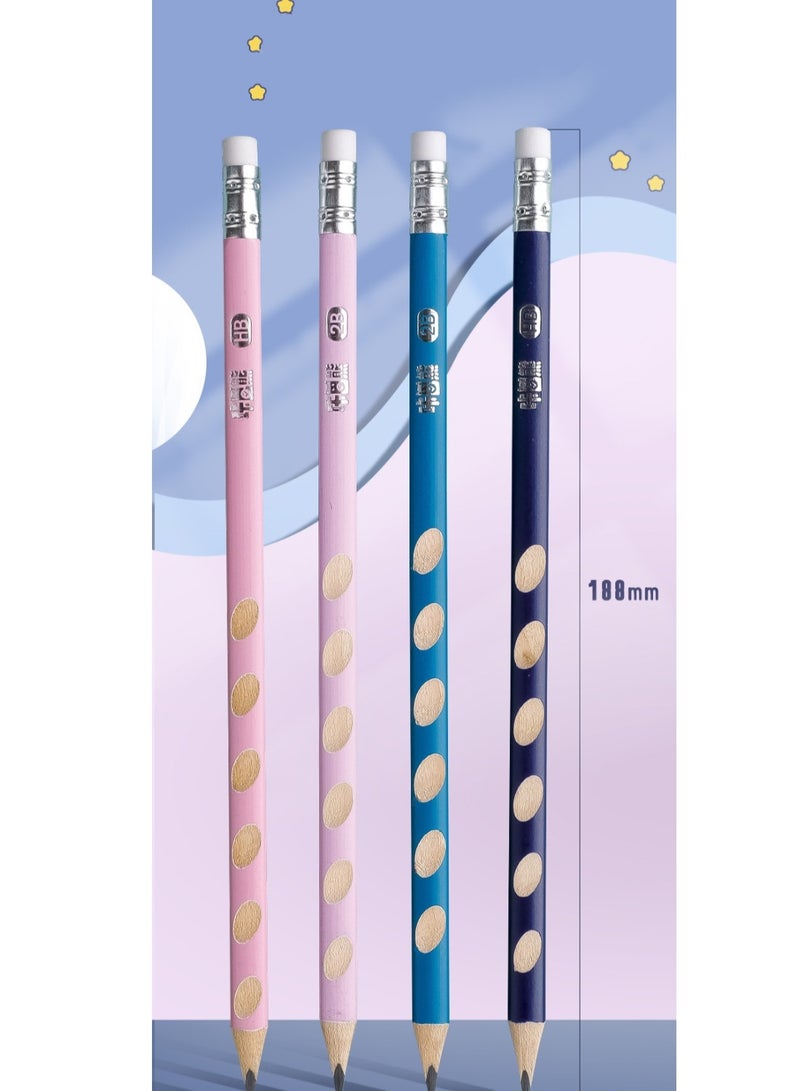 50pcs Pencil with Eraser Hole Pencil Correction Grip HB Triangle Grip Beginners HB Writing Pencil (Blue Cute Astronaut) - Image 2