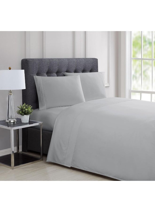 Charisma Charisma - 310 TC Twin 3 Piece Sheet and Pillowcase Set - Solid Sateen Collection - Grey  - Image 1