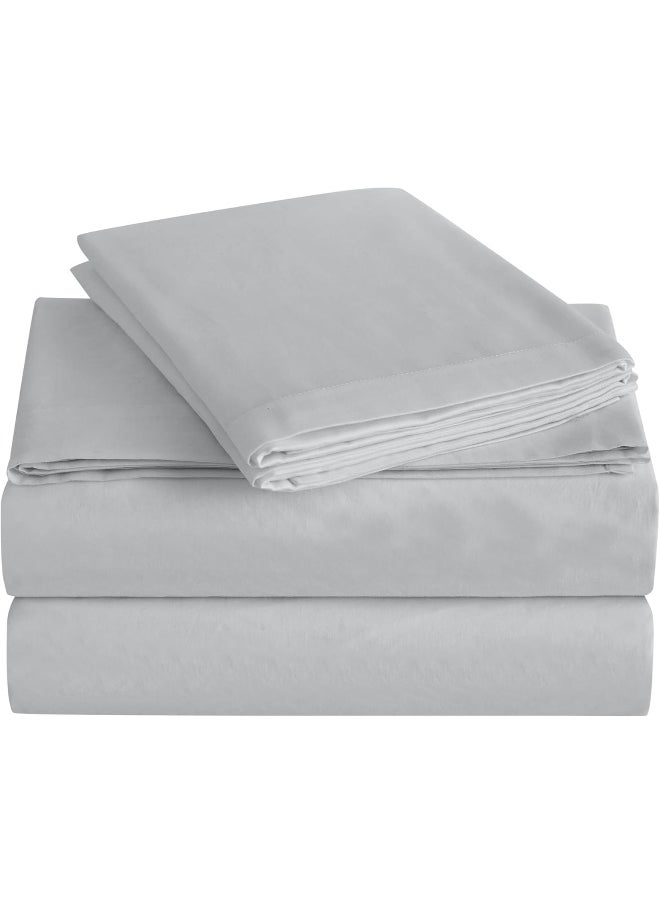 Charisma Charisma - 310 TC Twin 3 Piece Sheet and Pillowcase Set - Solid Sateen Collection - Grey  - Image 2