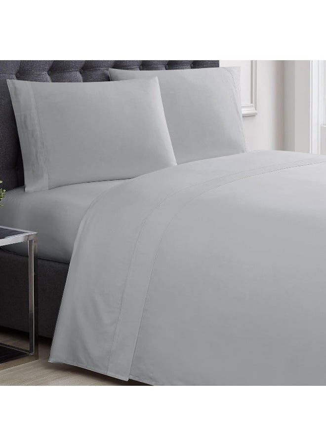Charisma Charisma - 310 TC Twin 3 Piece Sheet and Pillowcase Set - Solid Sateen Collection - Grey  - Image 5