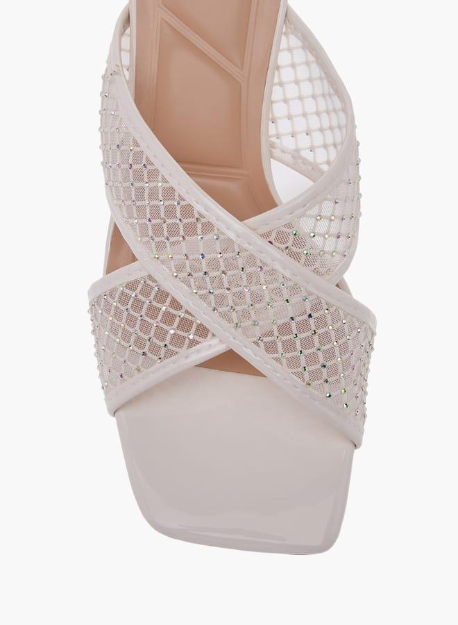 سيليست صنادل نسائية بكعب رفيع وحزام متقاطع مزين - Image 4