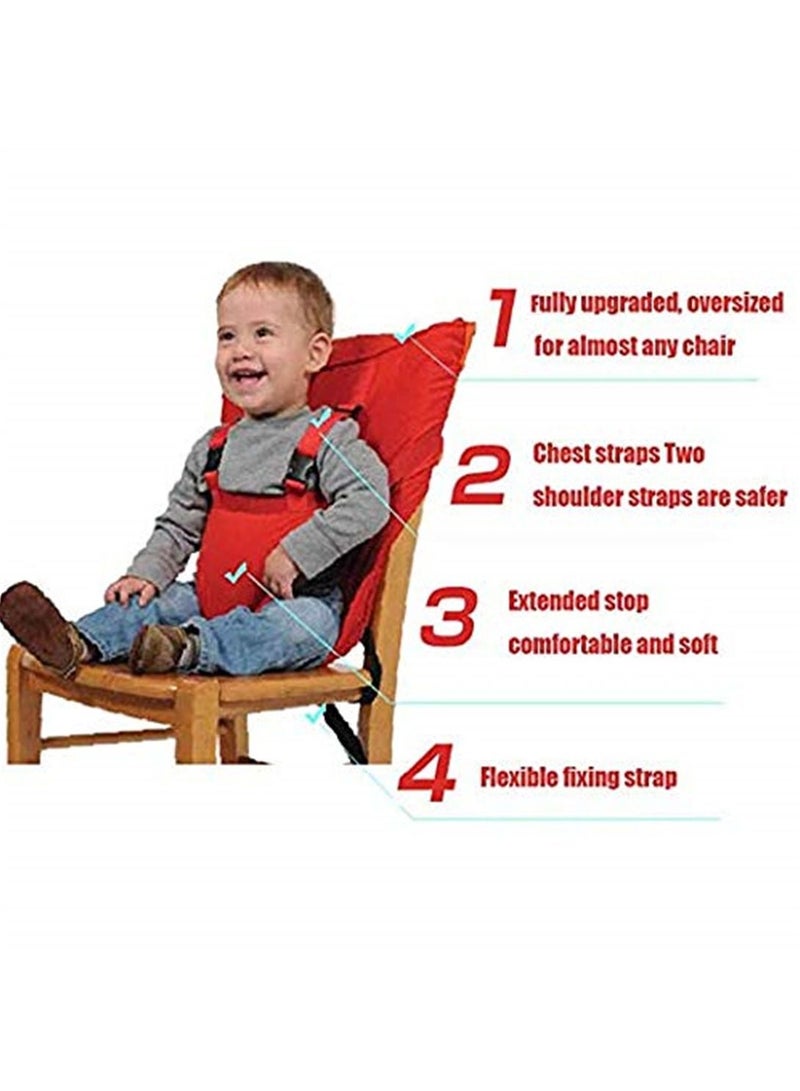 كرسي أطفال محمول لمقعد السيارة وحزام أمان وحزام أمان للسفر ومثبت للطعام وتناول الطعام وحزام للتغذية باللون الأحمر - Image 2