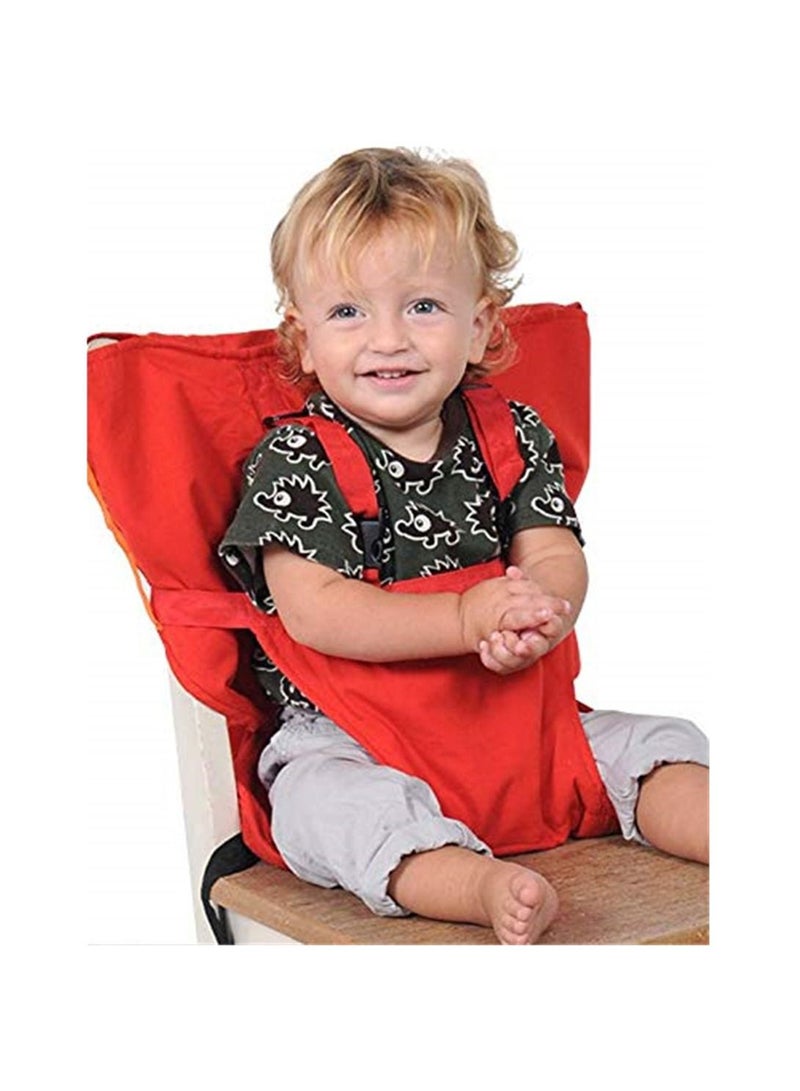 كرسي أطفال محمول لمقعد السيارة وحزام أمان وحزام أمان للسفر ومثبت للطعام وتناول الطعام وحزام للتغذية باللون الأحمر - Image 1