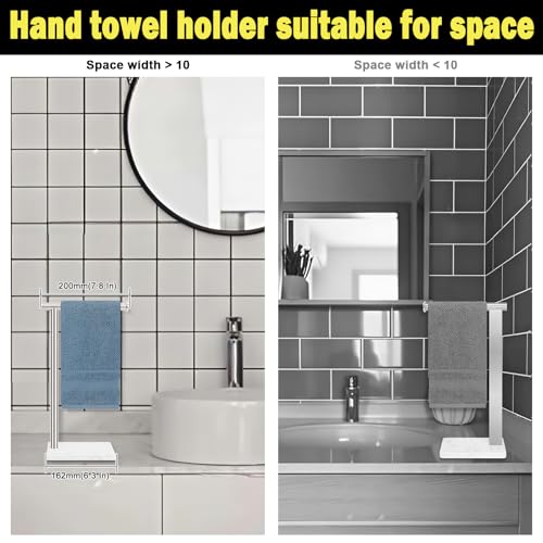 Winmien Standing Hand Towel Holder with Marble Base, 304 Stainless Steel Towel Rack, Countertop Stand Towel Ring for Bathroom (Brushed Nickel) - Image 3