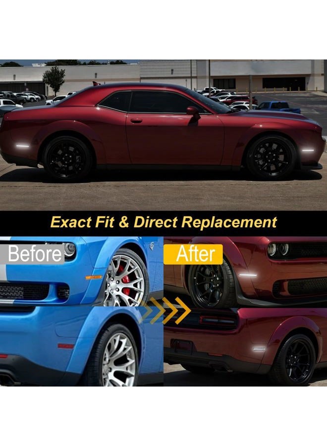 R&F Auto 4PCS White LED Side Marker Lights Replacement for Challenger SRT Hellcat 2018-2023, R/T Scat Pack Widebody, Redeye Super Stock Jailbreak Demon, 2pcs Front And 2PCS Rear Side Fender Lamps - Image 4