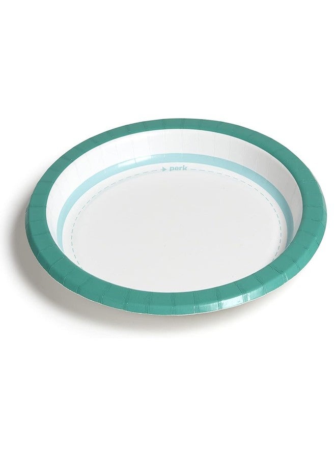 Perk Staples Paper Plates, 8.5 Inch, Medium-Weight Microwave-Safe, Disposable For Everyday Meals, Kitchen, Breakroom, Company Events, 125-Pack, White/Teal - Image 3