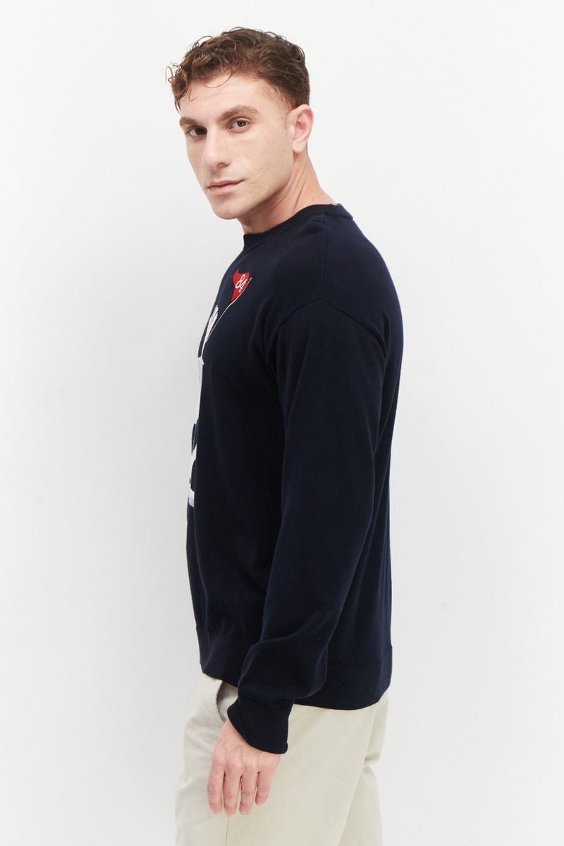 PERRY ELLIS سويت شيرتات رجالية مزخرفة بياقة دائرية، كحلي - Image 4