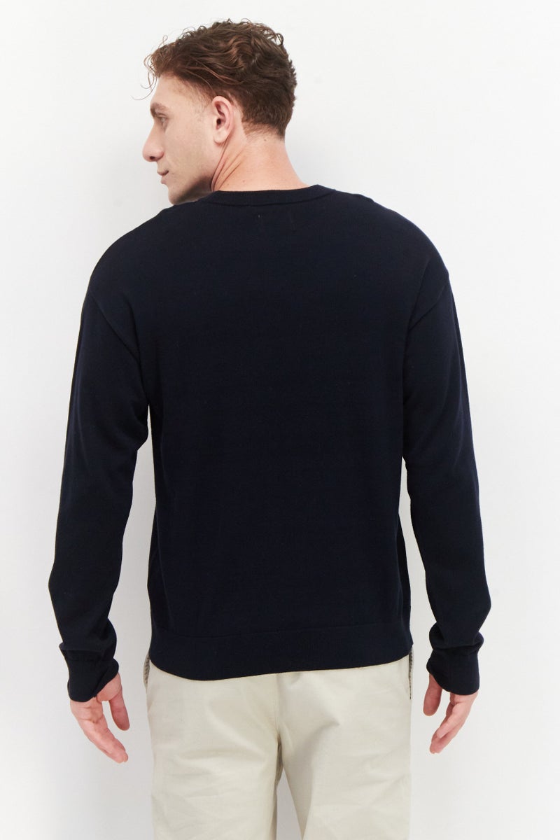 PERRY ELLIS سويت شيرتات رجالية مزخرفة بياقة دائرية، كحلي - Image 2