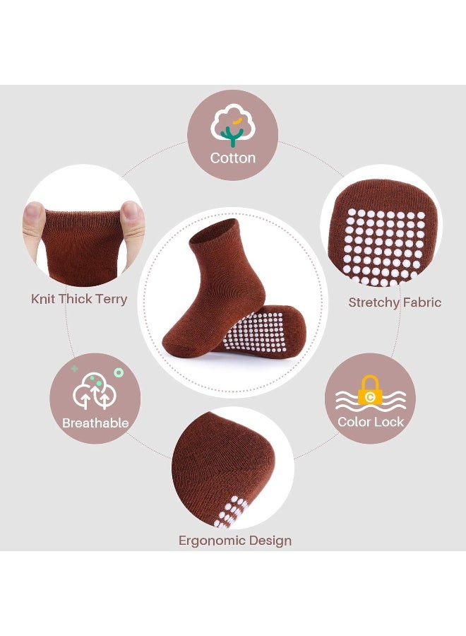 JAKIDAR JAKIDAR 12 Pack Baby Socks Cotton Crew Toddler Socks Grips Non Slip Bottom Socks - Image 2