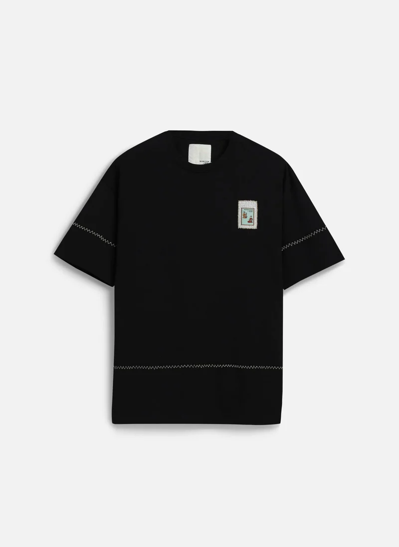 Snitch Black Black Graphic Half Sleeve Oversized Streetwear T-Shirt for Men | Best Price UAE