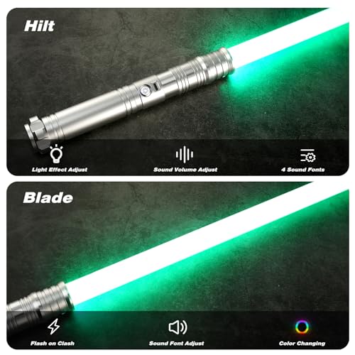 CUSTOM SABER RGB Light Saber 12 Colors Changing4 Sound FontsMetal Hilt Support Heavy Dueling Volume Adjustable Light Saber for Adults with Convertec WheelSliver - Image 5