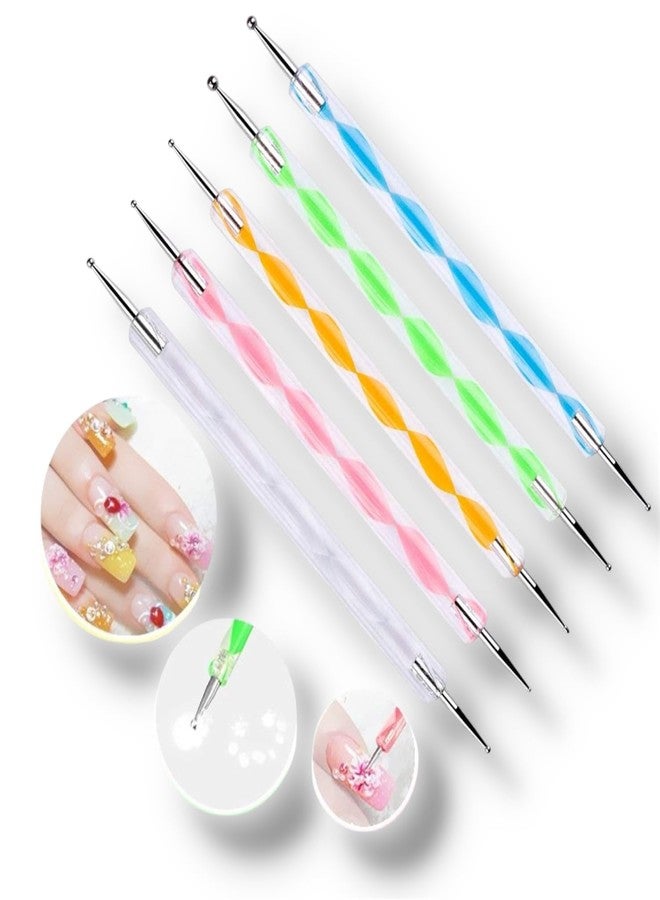 Keli 5 Pcs 2 Way Professional Nail Dotting Tools Set for Nail Art Design | Double Ended Dotting Pen Kit for DIY Manicure, Gel Polish & Acrylic Nails for Salon and Home Use - Image 1