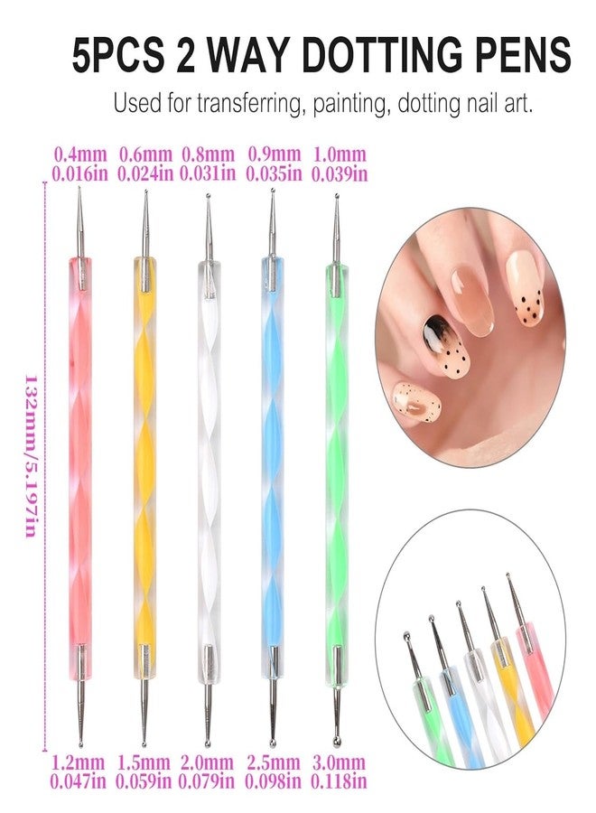 Keli 5 Pcs 2 Way Professional Nail Dotting Tools Set for Nail Art Design | Double Ended Dotting Pen Kit for DIY Manicure, Gel Polish & Acrylic Nails for Salon and Home Use - Image 2