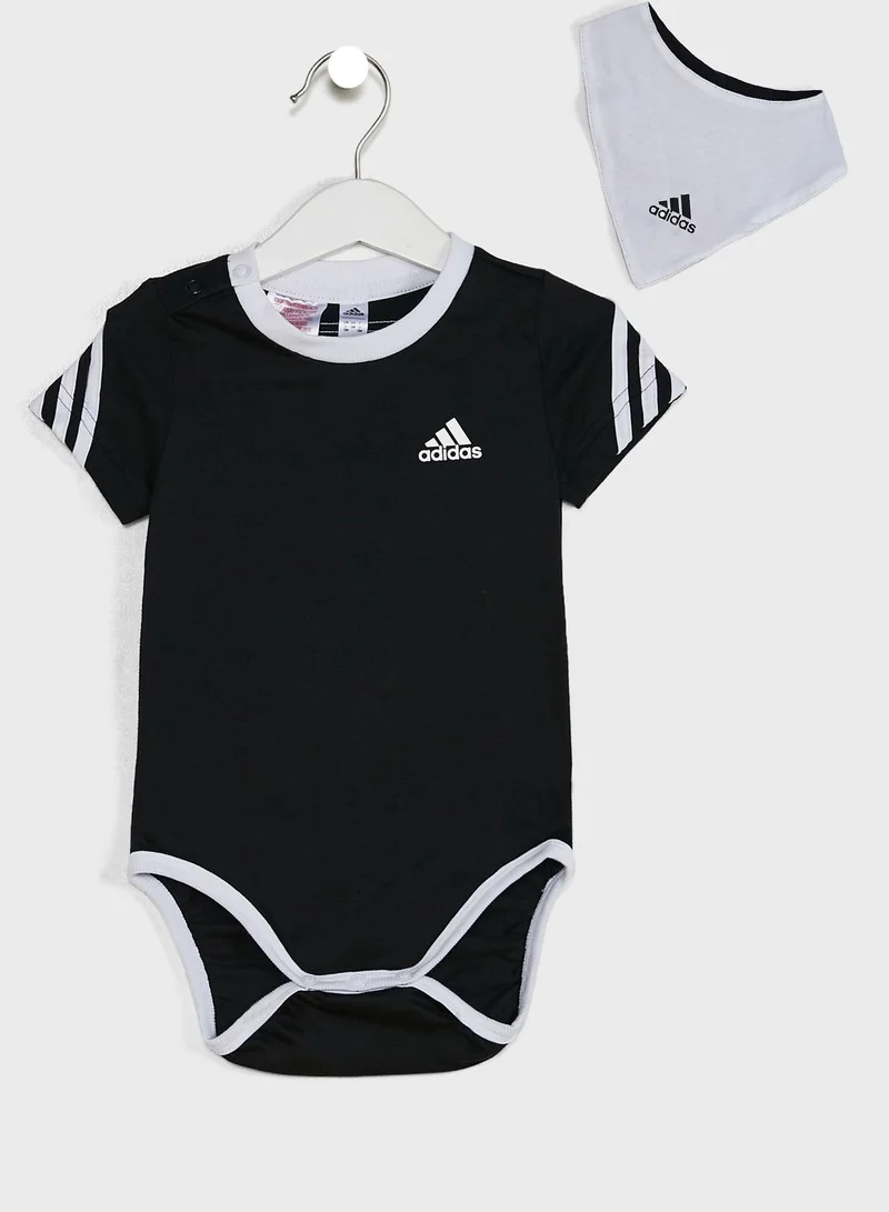 Adidas Infant 3-Stripe Onesie With Bib