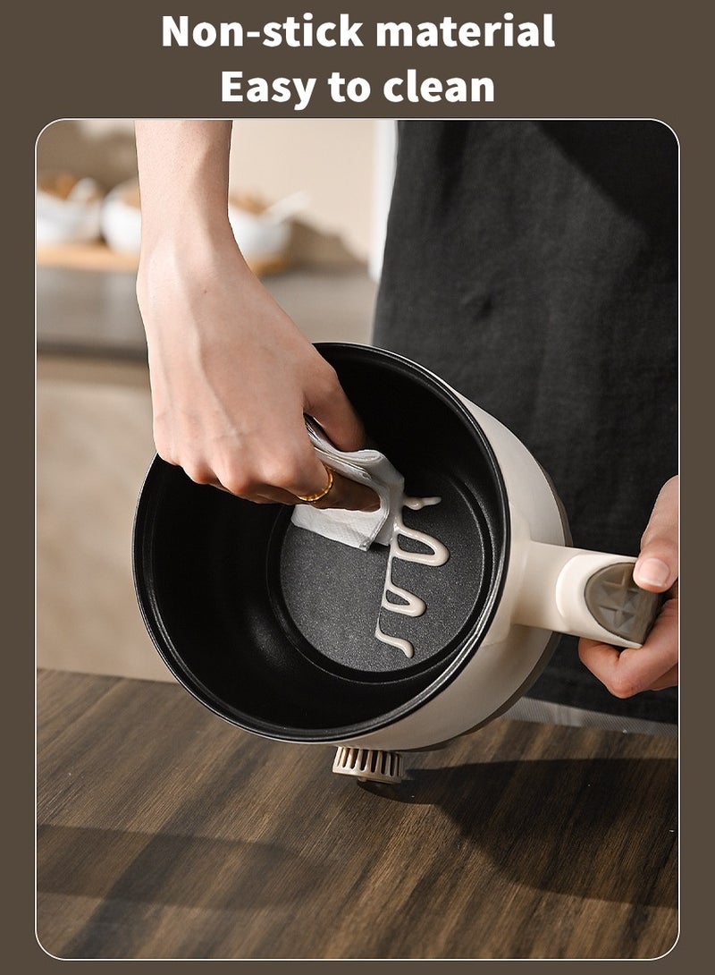 1.8L Electric Hot Pot with Steamer and Temperature Control Non-Stick Electric Cooker Shabu Shabu, Electric Skillet,Frying Pan,Electric Saucepan,for Noodles, Egg, Steak, Sauté, Steam, Oatmeal and Soup  - Image 2