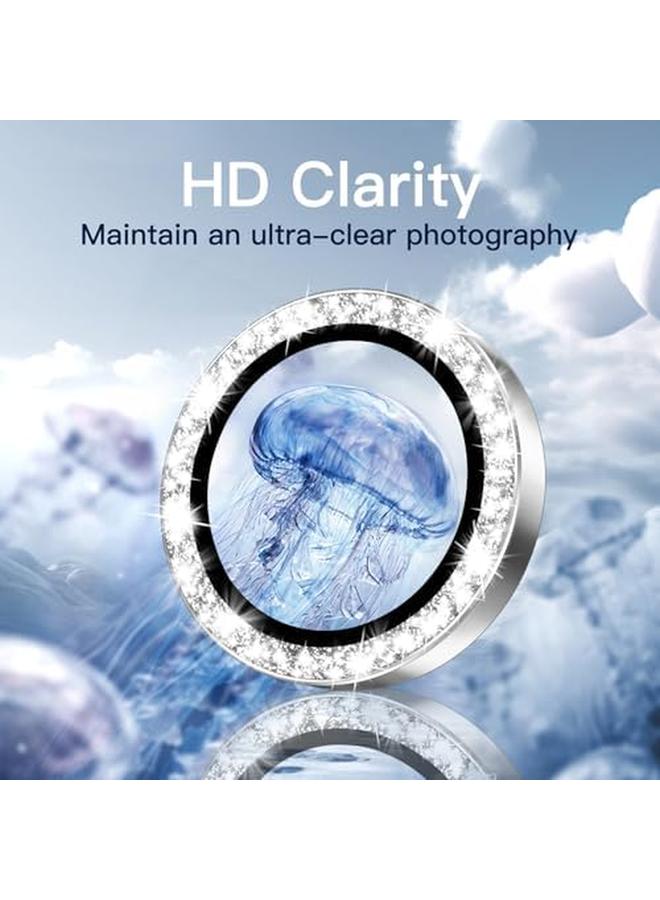 Jetech Camera Lens Protector For Iphone 16 Pro 6.3 Inch And Iphone 16 Pro Max 6.9 Inch Bling Glitter Individual 9H Tempered Glass Metal Ring Cover Hd Clear 1 Set Silver - Image 4