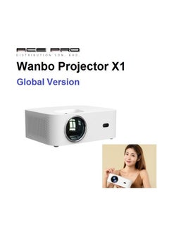 WANBO X1 Pro (Upgraded),Native 1080P Full HD,Android 9,Projector for Home,LED Cinema,350 ANSI,3900 lumens ,WiFi Bluetooth,HDMI ARC,Dolby DTS,4D Keystone Correction,Global Version,White