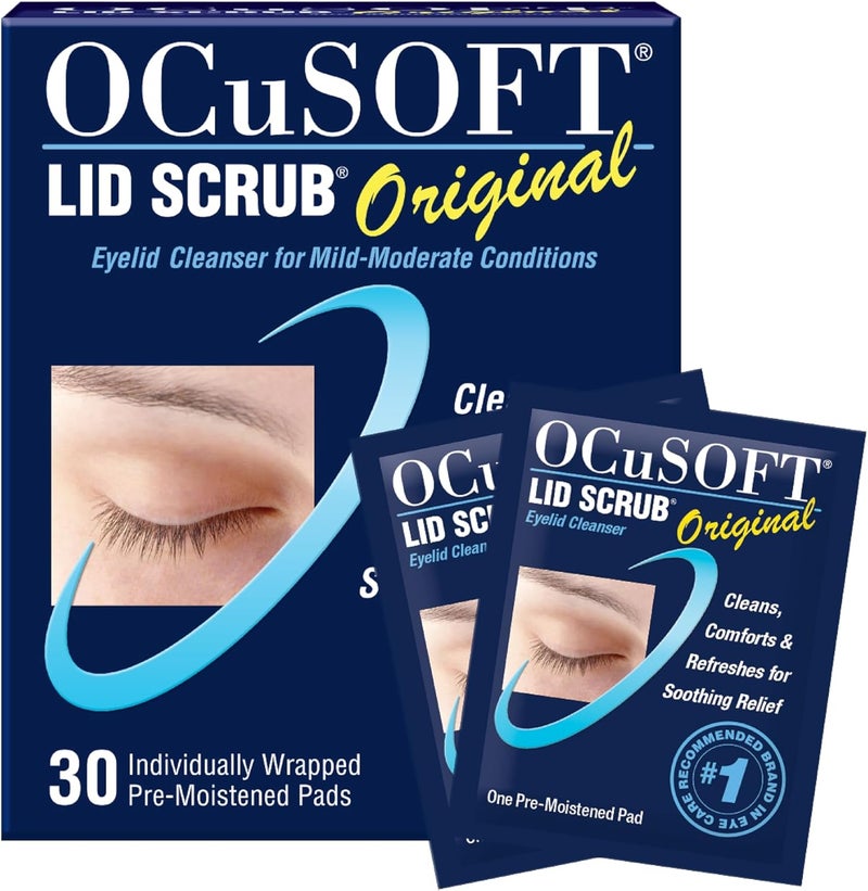 OCuSOFT ليد سكرب أصلي منظف الجفن - مناديل جفن مبللة مسبقًا للحالات الخفيفة إلى المتوسطة - منظف الجفن لتنظيف وراحة وتهدئة الجفون المتهيجة - 30 قطعة - Image 1
