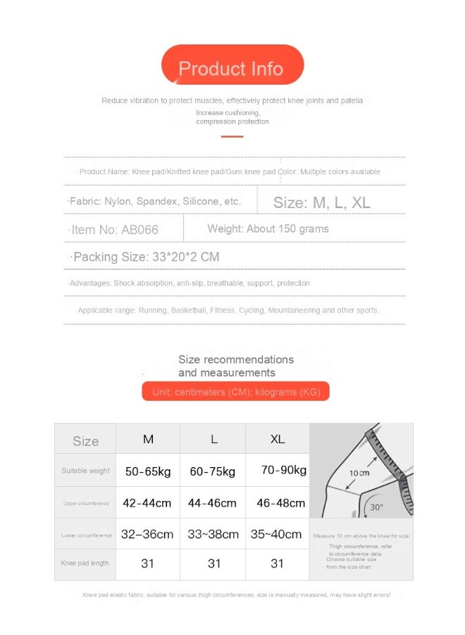 NIBEMINENT Outdoor Sports Compression Silicone Spring Breathable Knee Pads - Image 2