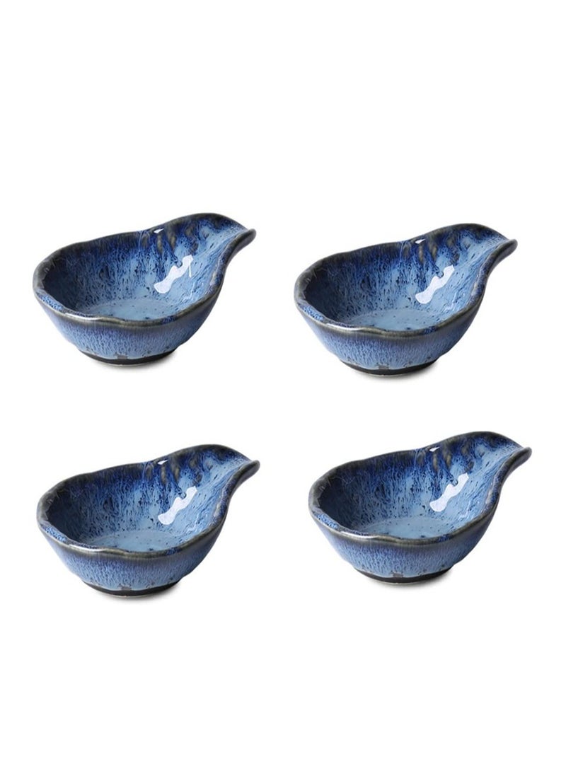Excefore Adorable Ceramic Dip Bowls, Mini Plates Dip Bowls Sauce Bowls Small Bowl,Set of 4 Blue Pinch Bowls for BBQ, Parties, and Home Decor. - Image 1