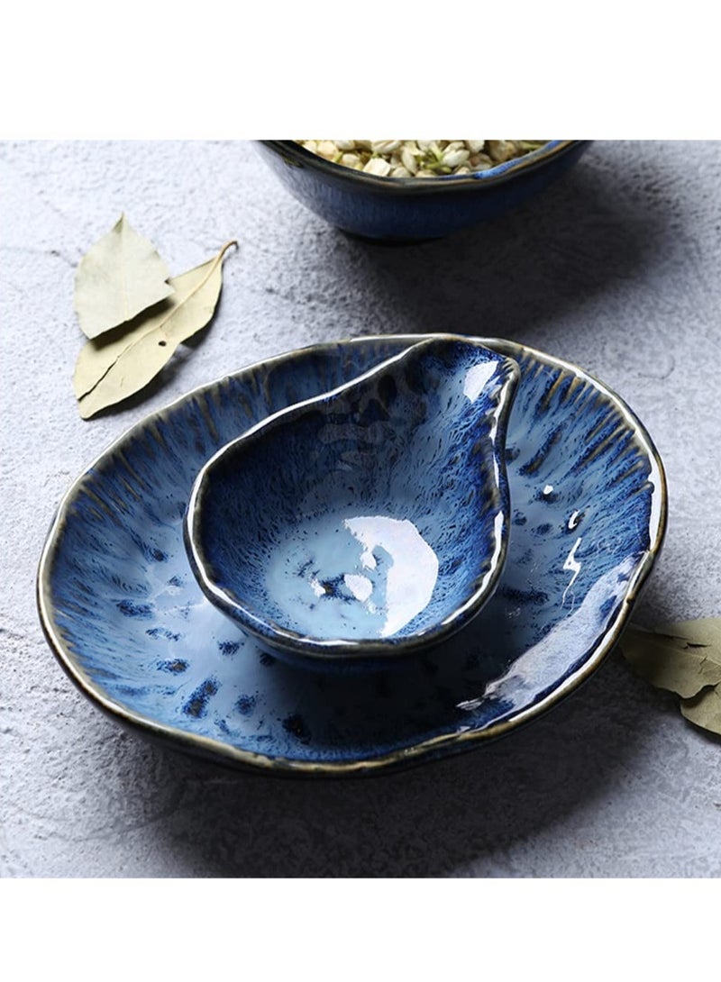 Excefore Adorable Ceramic Dip Bowls, Mini Plates Dip Bowls Sauce Bowls Small Bowl,Set of 4 Blue Pinch Bowls for BBQ, Parties, and Home Decor. - Image 4