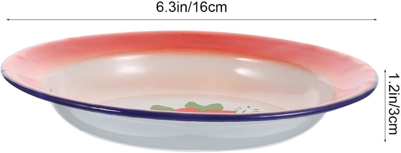 Hemoton 9pc Vintage Enamel Dinner Plates  Enamelware Enameled Steel Colorful Floral Pattern TraditionalVintage Style - Image 2