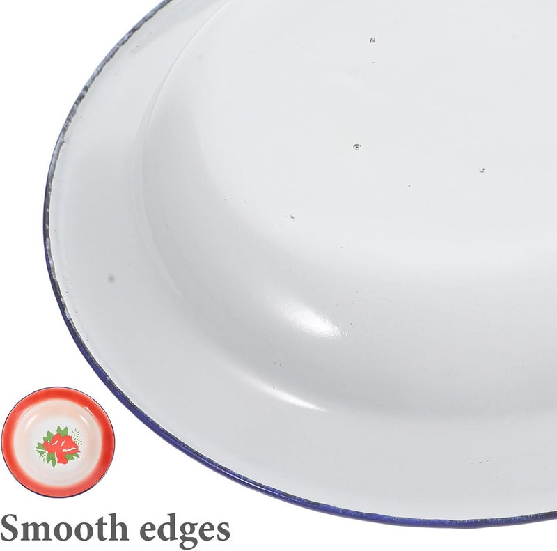 Hemoton 9pc Vintage Enamel Dinner Plates  Enamelware Enameled Steel Colorful Floral Pattern TraditionalVintage Style - Image 4