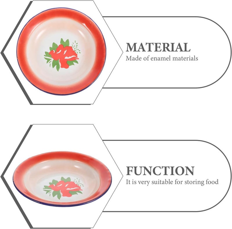 Hemoton 9pc Vintage Enamel Dinner Plates  Enamelware Enameled Steel Colorful Floral Pattern TraditionalVintage Style - Image 3