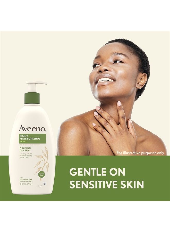 Aveeno Daily Moisturizing Body Lotion with Soothing Oat and Rich Emollients to Nourish Dry Skin, Gentle & Fragrance-Free Lotion is Non-Greasy & Non-Comedogenic, 18 fl. oz - Image 4