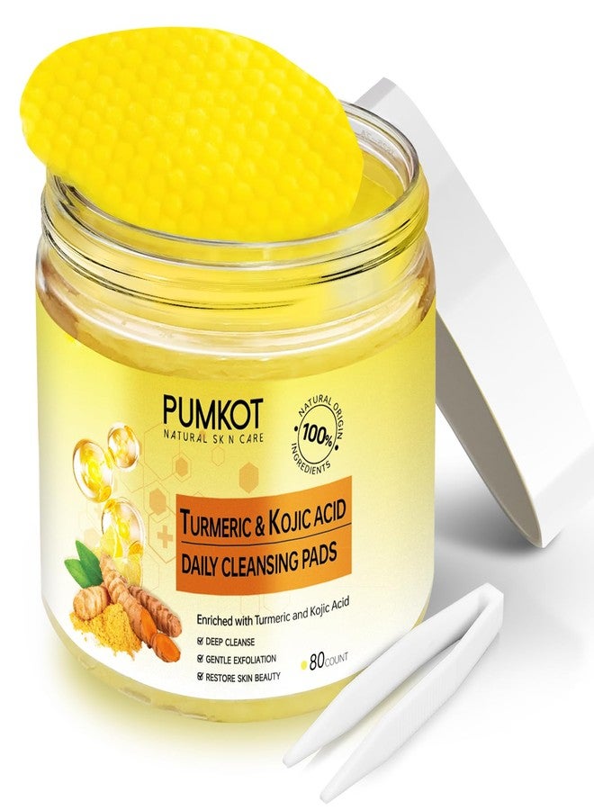 Pumkot مناديل تنظيف الوجه بالكركم وحمض الكوجيك من بومكوت، مناديل مقشرة للوجه بالكركم غنية بحمض الكوجيك، 80 قطعة - Image 1