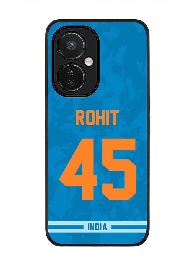 Stylizedd Cover for Nord CE 3 Lite, Rugged Black Slim fit Soft Flexible Thin Protective Phone Cases - Player Name - Rohit Sharma, Jersey Number- 45 - Image 1